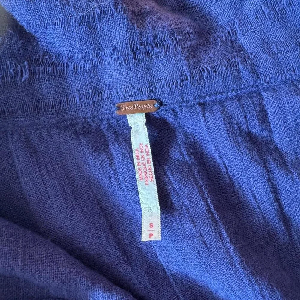 Free People Purp/Blue Endless Summer Stay Cool Crop Wrap‎ Long Sleeve Top size S